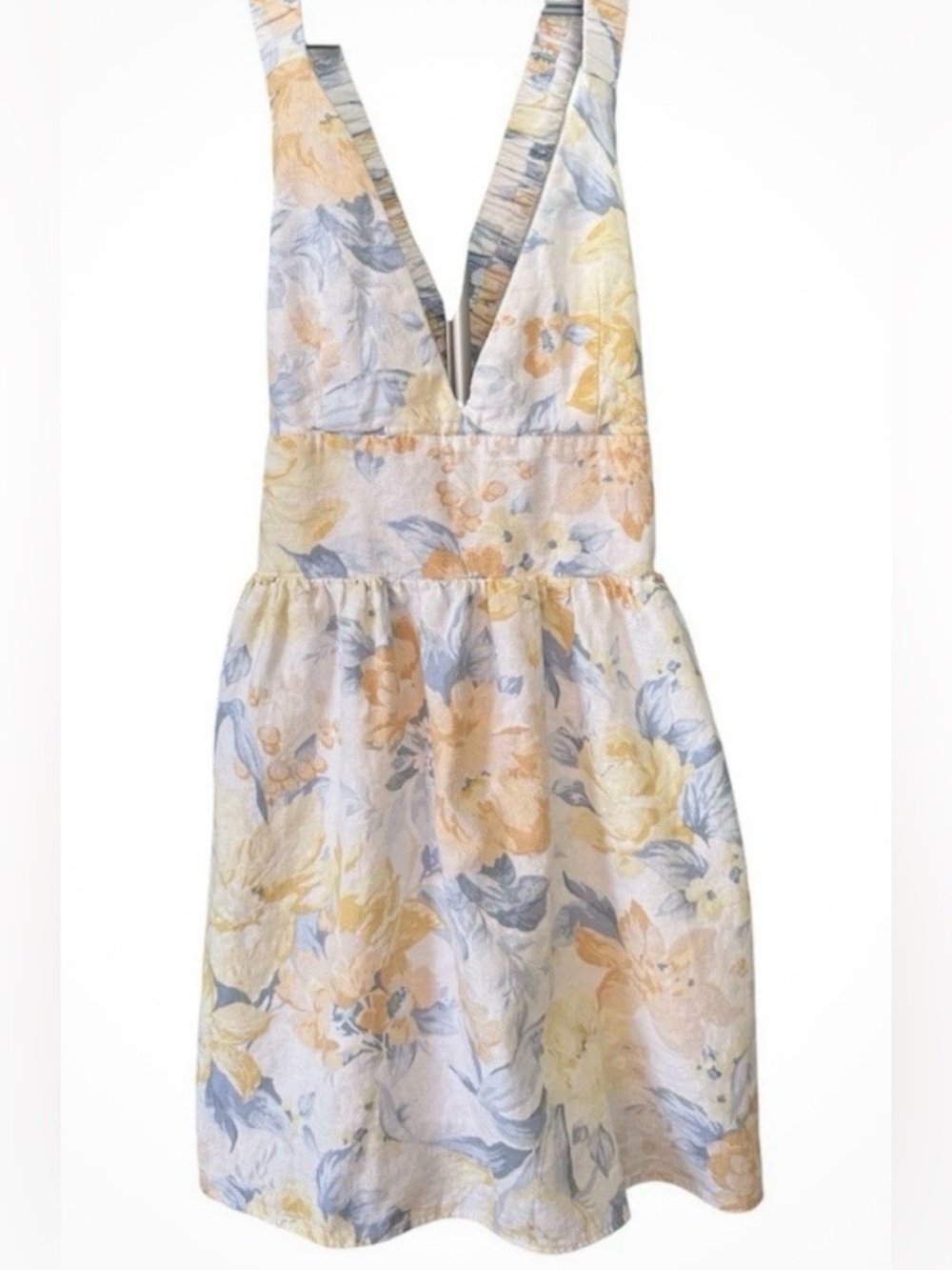 Abercrombie & Fitch Floral V-Neck Sundress in Pastel Yellow & Light Blue